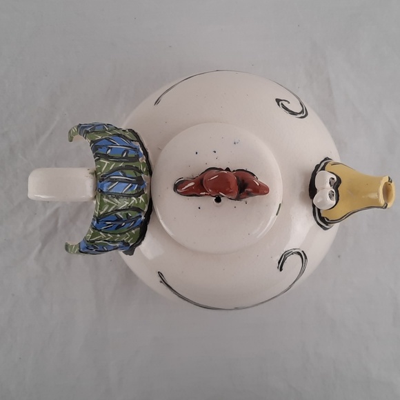 Whimsical Studio Art Pottery Turkey/Chicken Tea Pot - One of a Kind - Picture 4 of 10